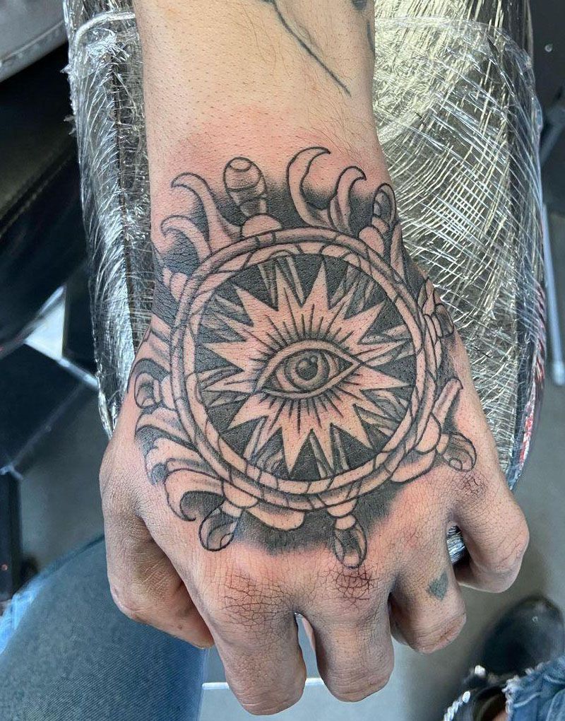 30 Pretty Ship Wheel Tattoos You Can Copy