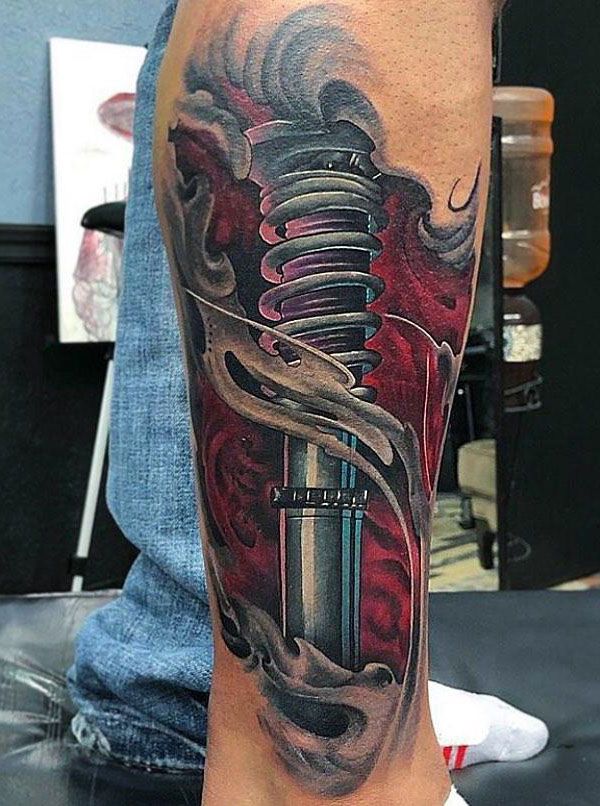 30 Wonderful Shock Absorber Tattoos You Must Love