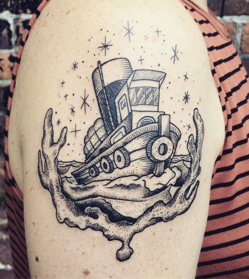 30 Pretty Tugboat Tattoos for Your Inspiration