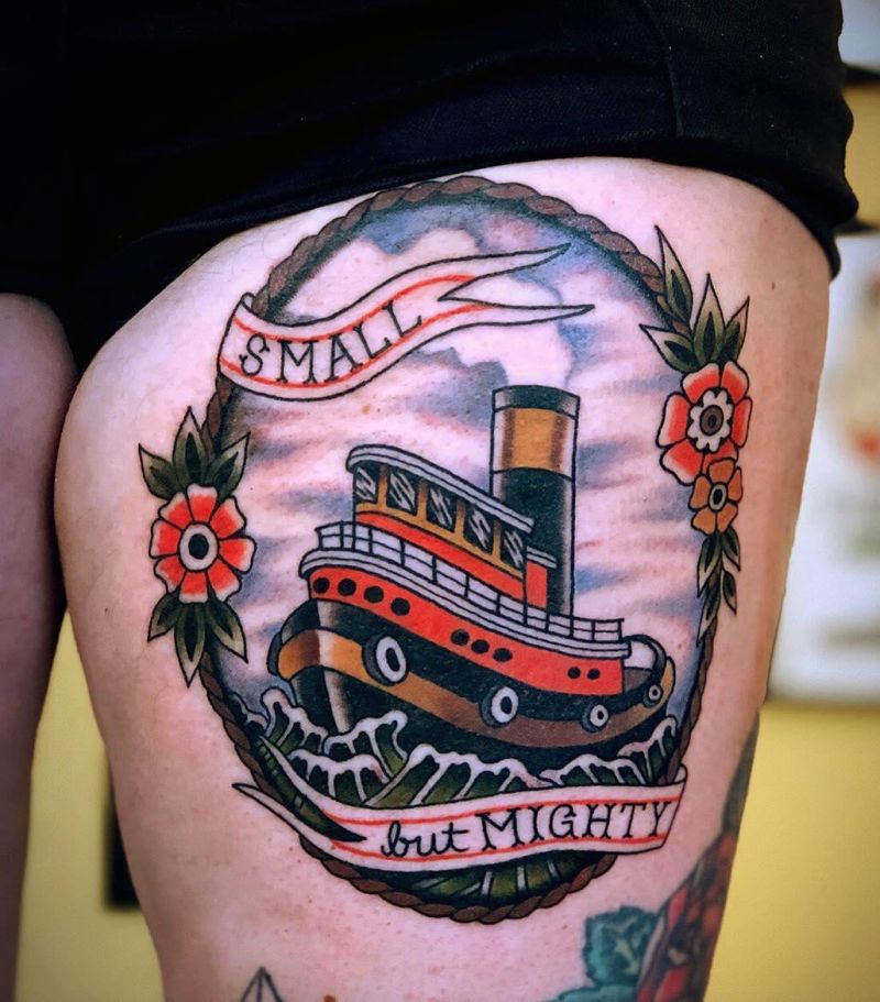 30 Pretty Tugboat Tattoos for Your Inspiration