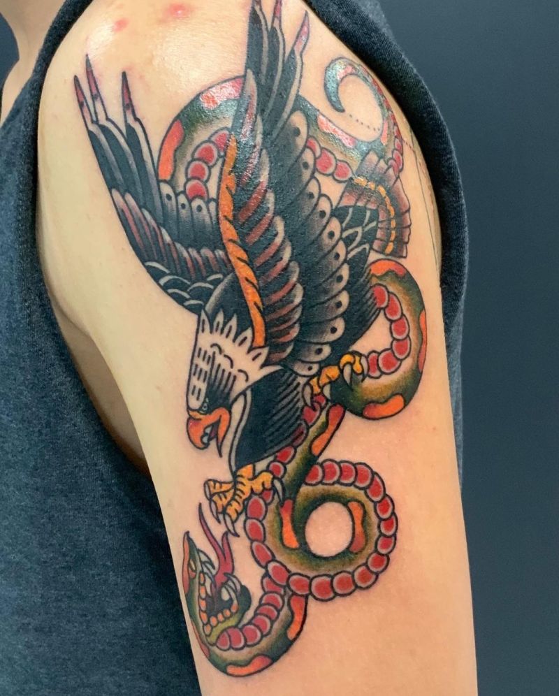 30 Gorgeous Eagle and Snake Tattoos to Inspire You