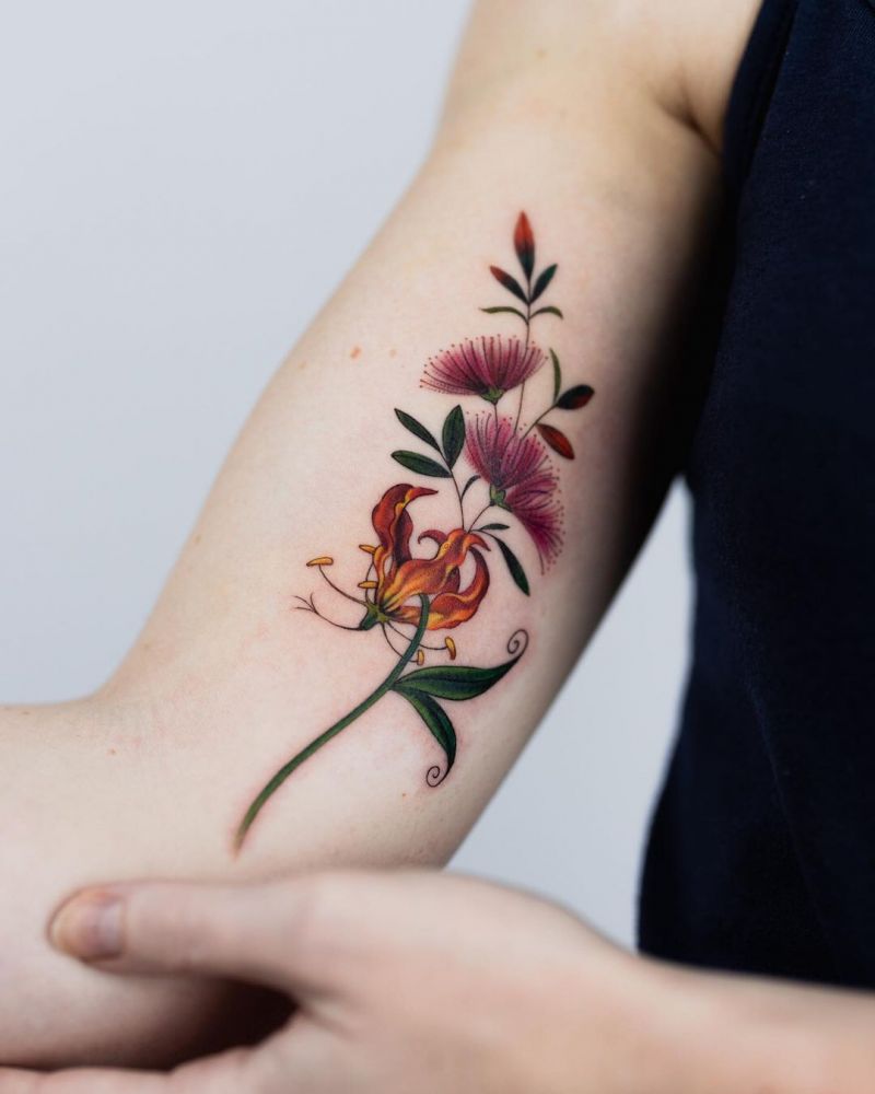 30 Pretty Pohutukawa Tattoos You Can Copy