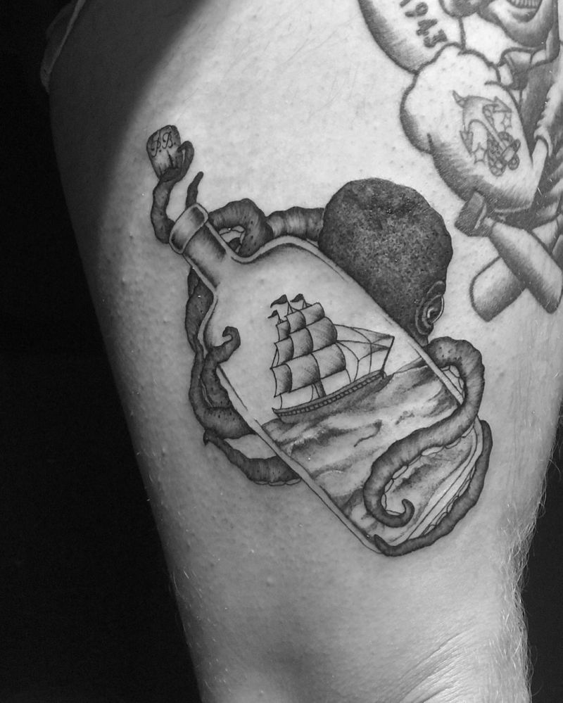 30 Pretty Ship In A Bottle Tattoos to Inspire You