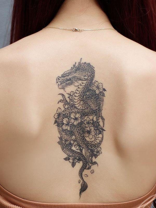 30 Perfect Dragon and flower Tattoos to Inspire You