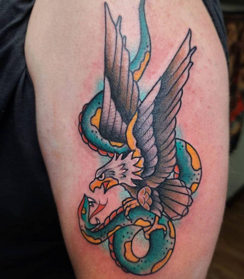 30 Gorgeous Eagle and Snake Tattoos to Inspire You