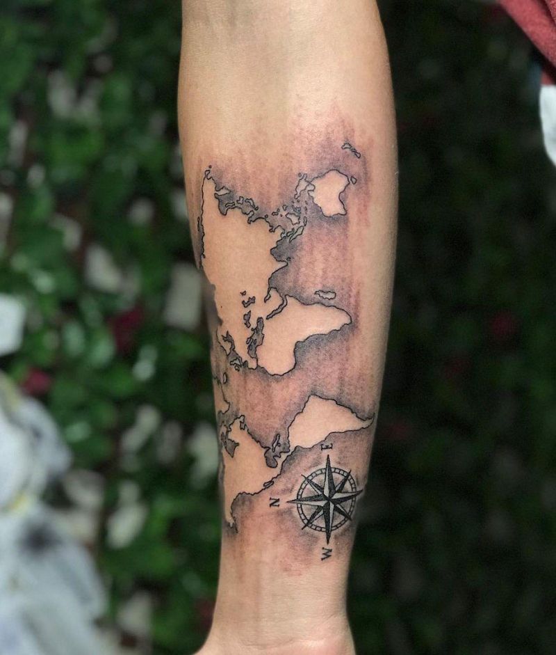 30 Pretty Compass and Map Tattoos You Will Love