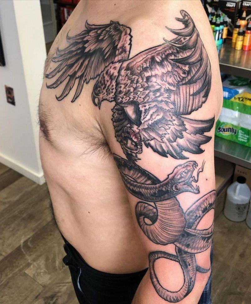 30 Gorgeous Eagle and Snake Tattoos to Inspire You