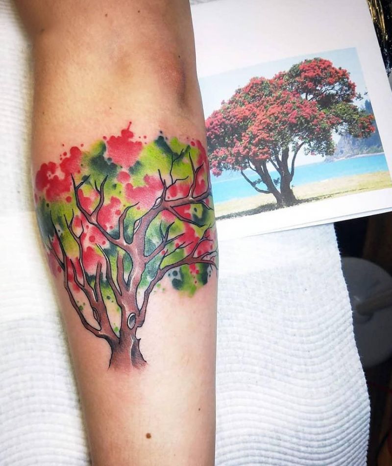 30 Pretty Pohutukawa Tattoos You Can Copy