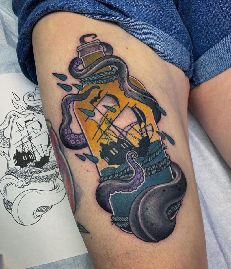 30 Pretty Ship In A Bottle Tattoos to Inspire You