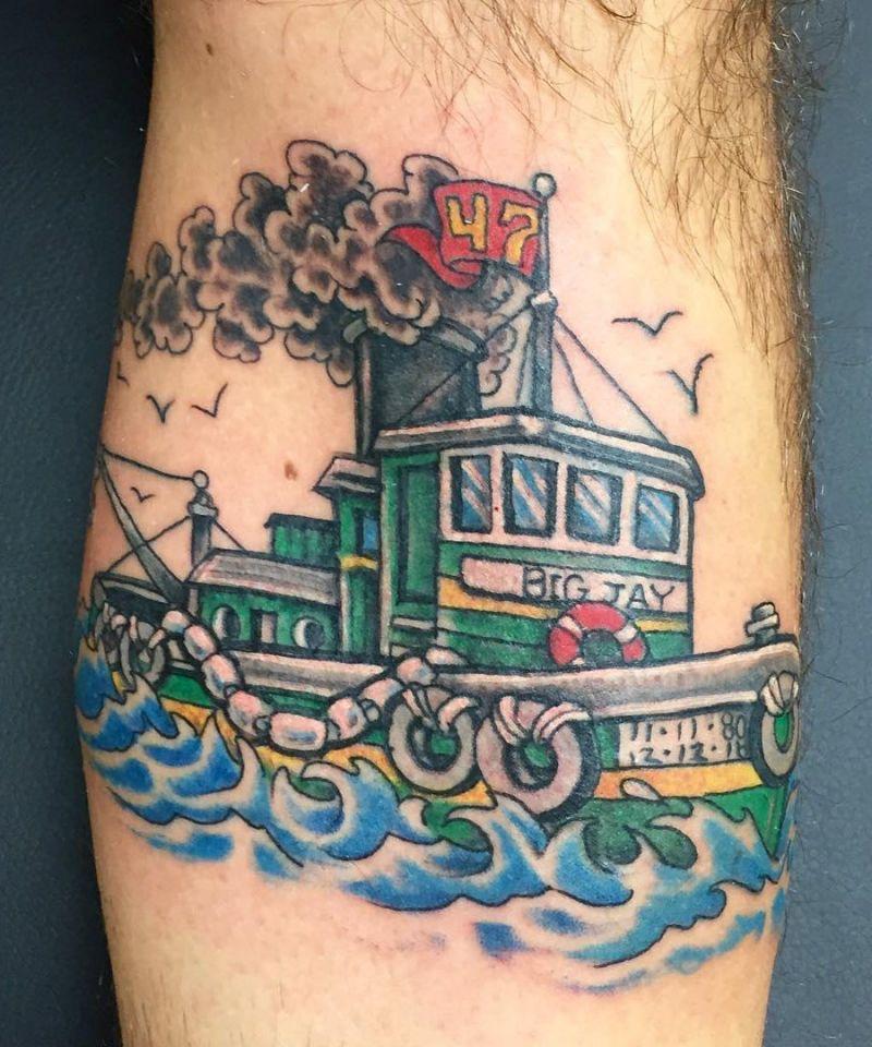 30 Pretty Tugboat Tattoos for Your Inspiration