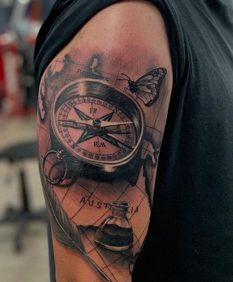 30 Pretty Compass and Map Tattoos You Will Love