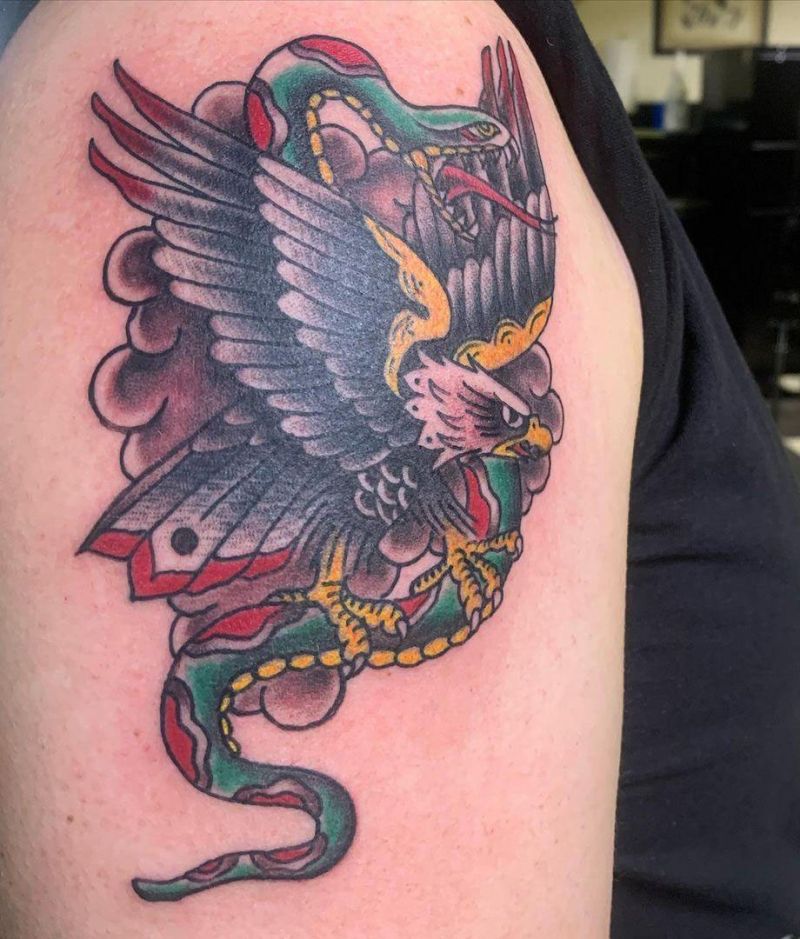 30 Gorgeous Eagle and Snake Tattoos to Inspire You