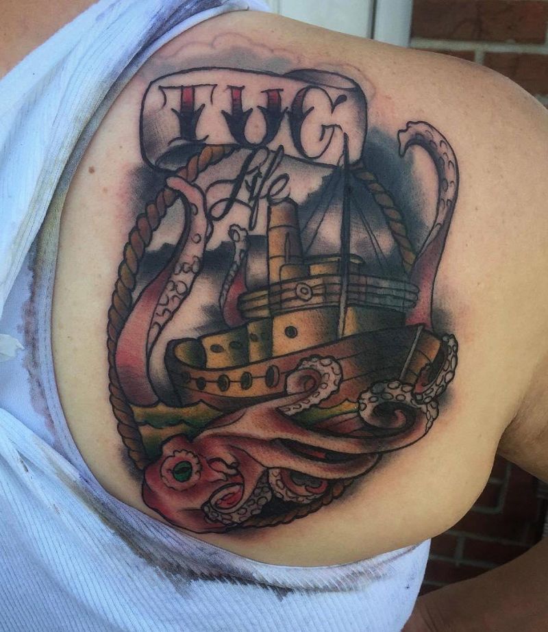 30 Pretty Tugboat Tattoos for Your Inspiration