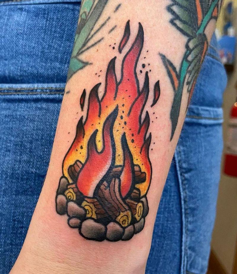 30 Pretty Bonfire Tattoos You Must Try