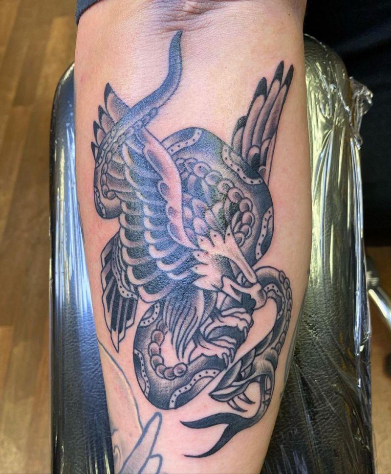 30 Gorgeous Eagle and Snake Tattoos to Inspire You