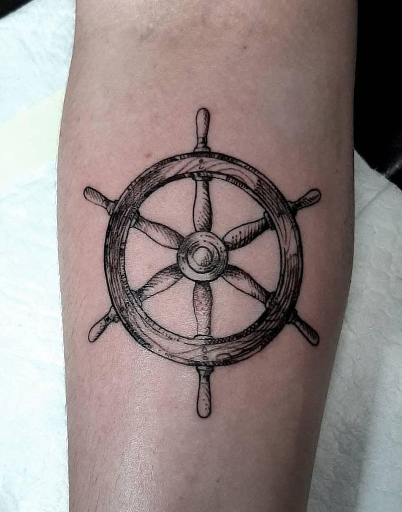 30 Pretty Ship Wheel Tattoos You Can Copy