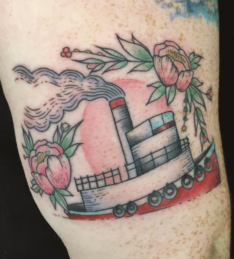 30 Pretty Tugboat Tattoos for Your Inspiration