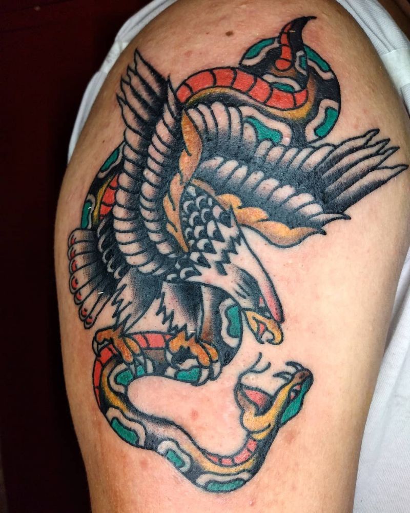 30 Gorgeous Eagle and Snake Tattoos to Inspire You