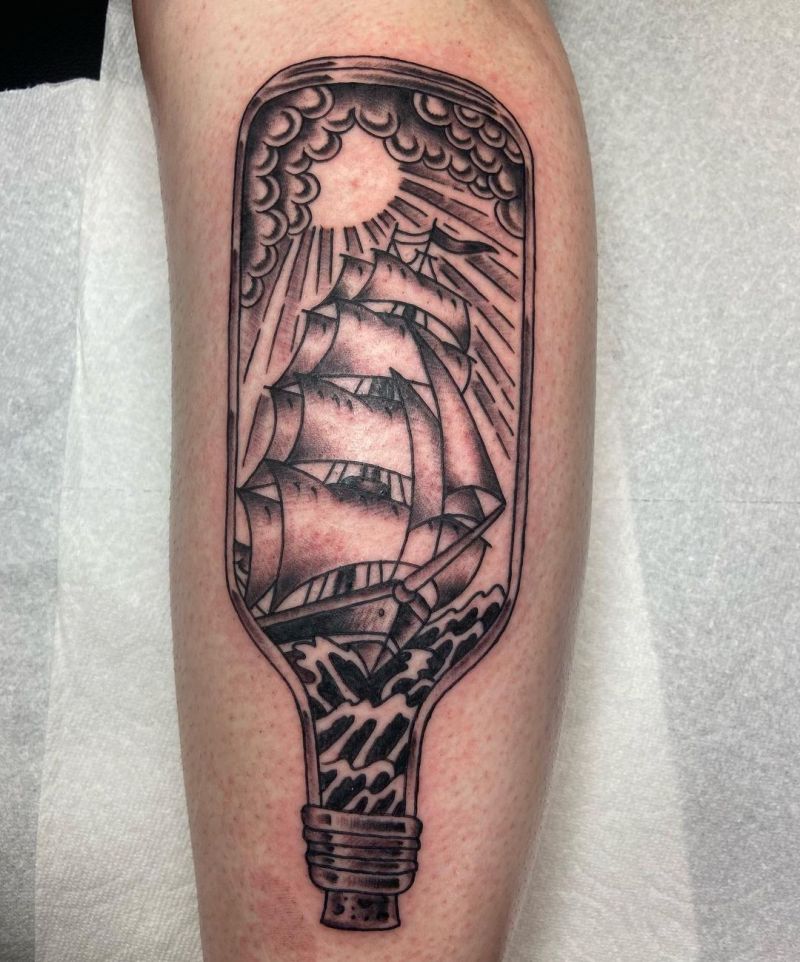 30 Pretty Ship In A Bottle Tattoos to Inspire You