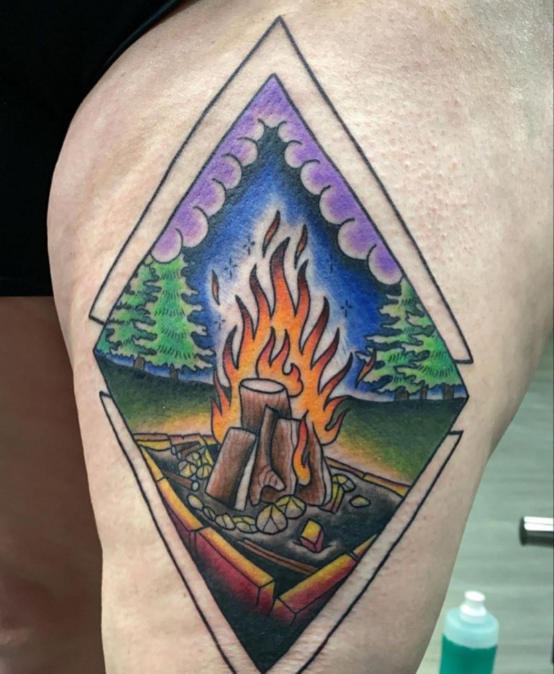 30 Pretty Bonfire Tattoos You Must Try