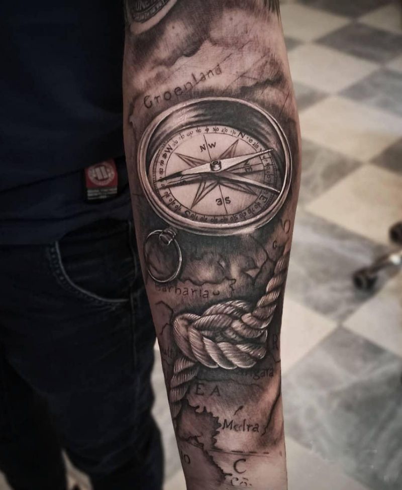 30 Pretty Compass and Map Tattoos You Will Love
