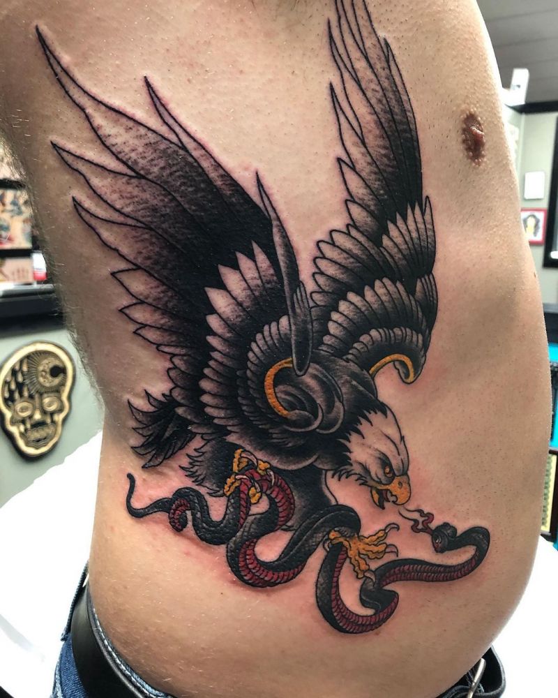 30 Gorgeous Eagle and Snake Tattoos to Inspire You