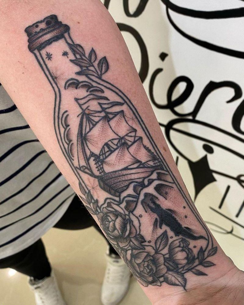 30 Pretty Ship In A Bottle Tattoos to Inspire You