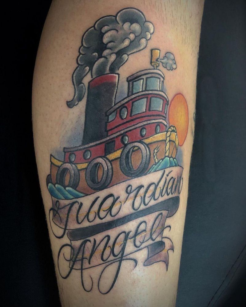 30 Pretty Tugboat Tattoos for Your Inspiration