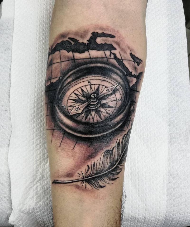 30 Pretty Compass and Map Tattoos You Will Love