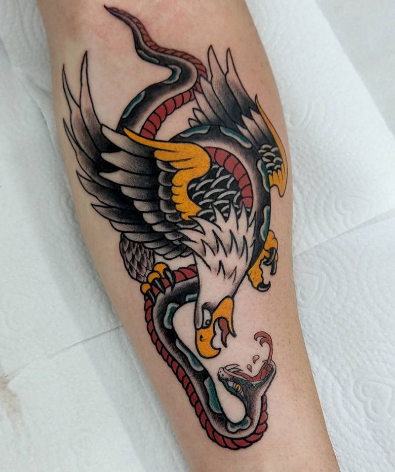 30 Gorgeous Eagle and Snake Tattoos to Inspire You