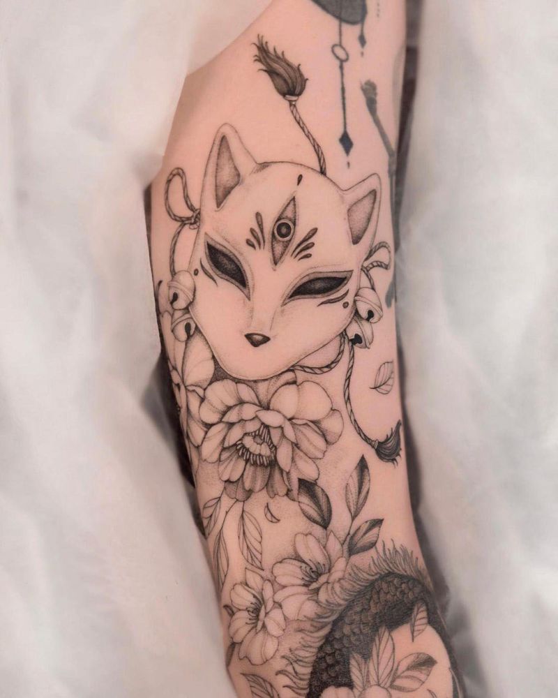 30 Pretty Kitsune Mask Tattoos to Inspire You