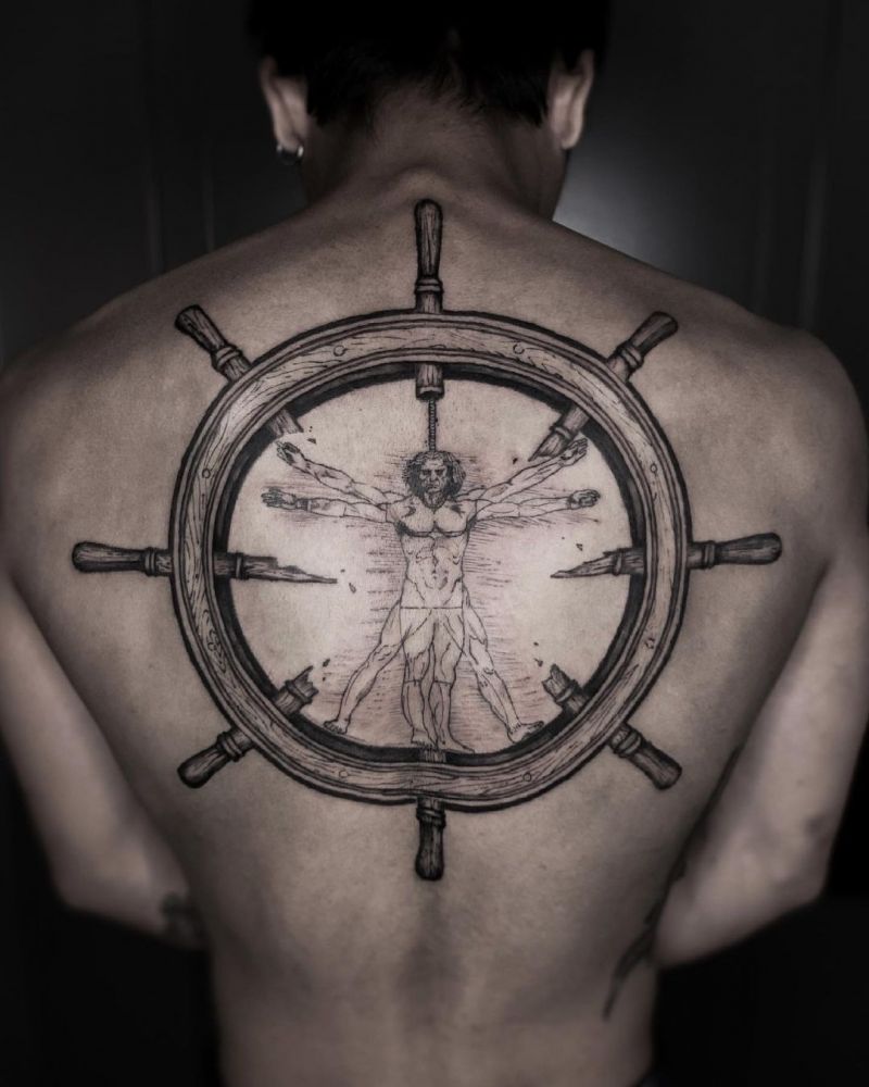 30 Pretty Ship Wheel Tattoos You Can Copy