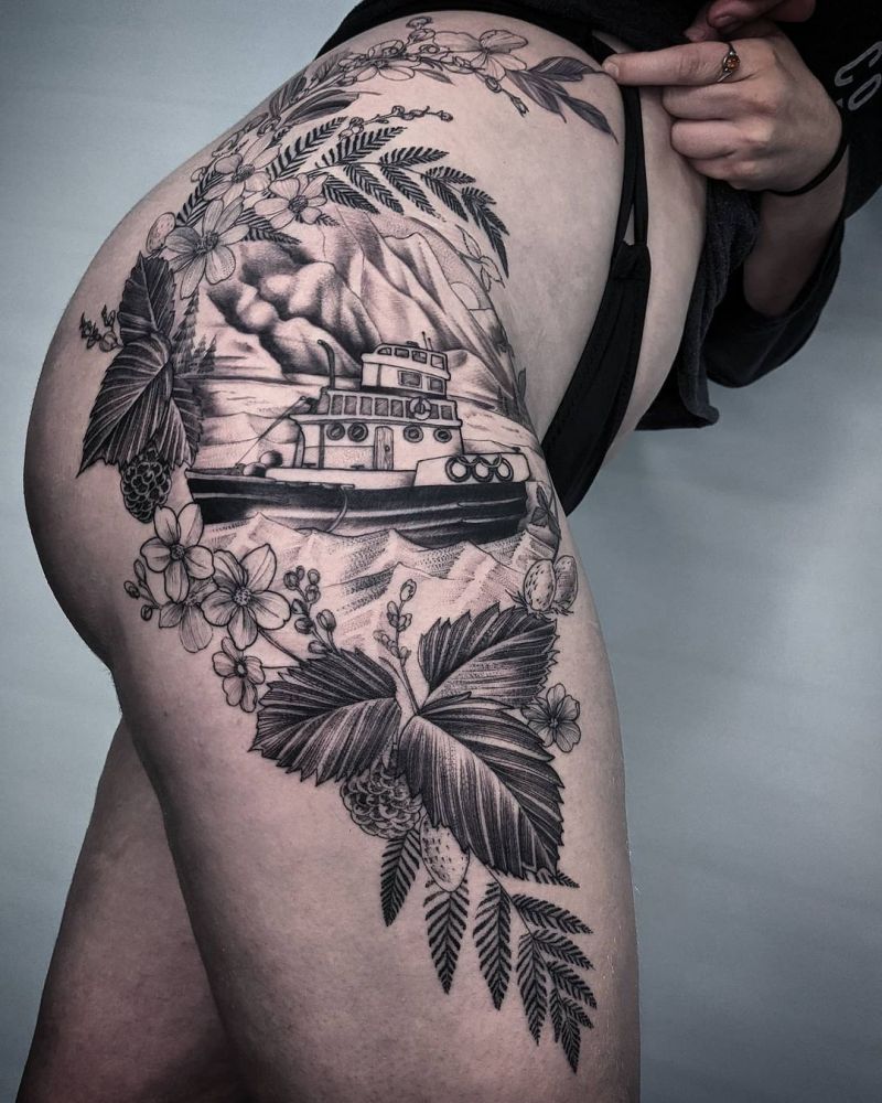 30 Pretty Tugboat Tattoos for Your Inspiration