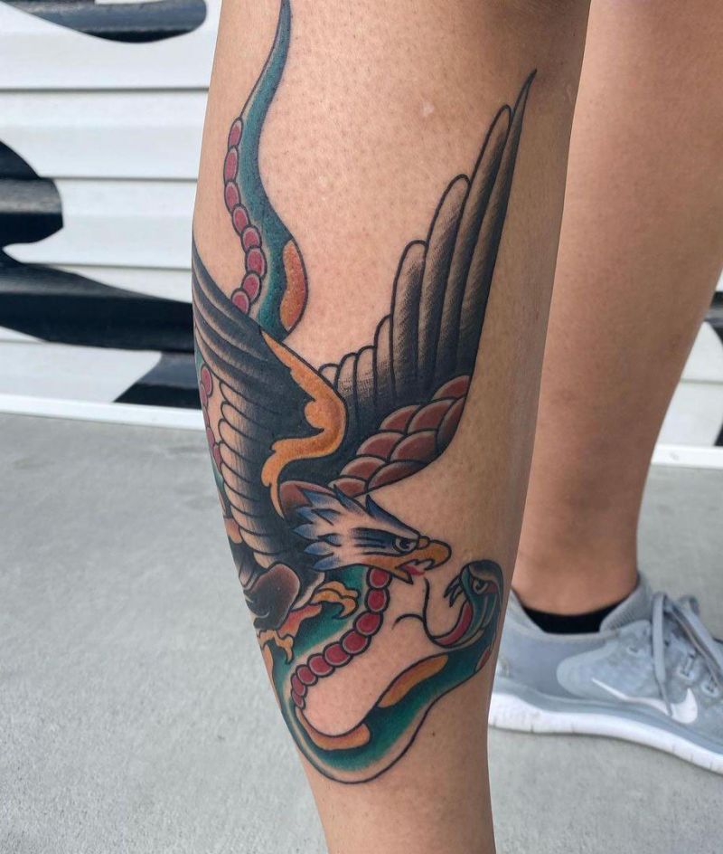 30 Gorgeous Eagle and Snake Tattoos to Inspire You