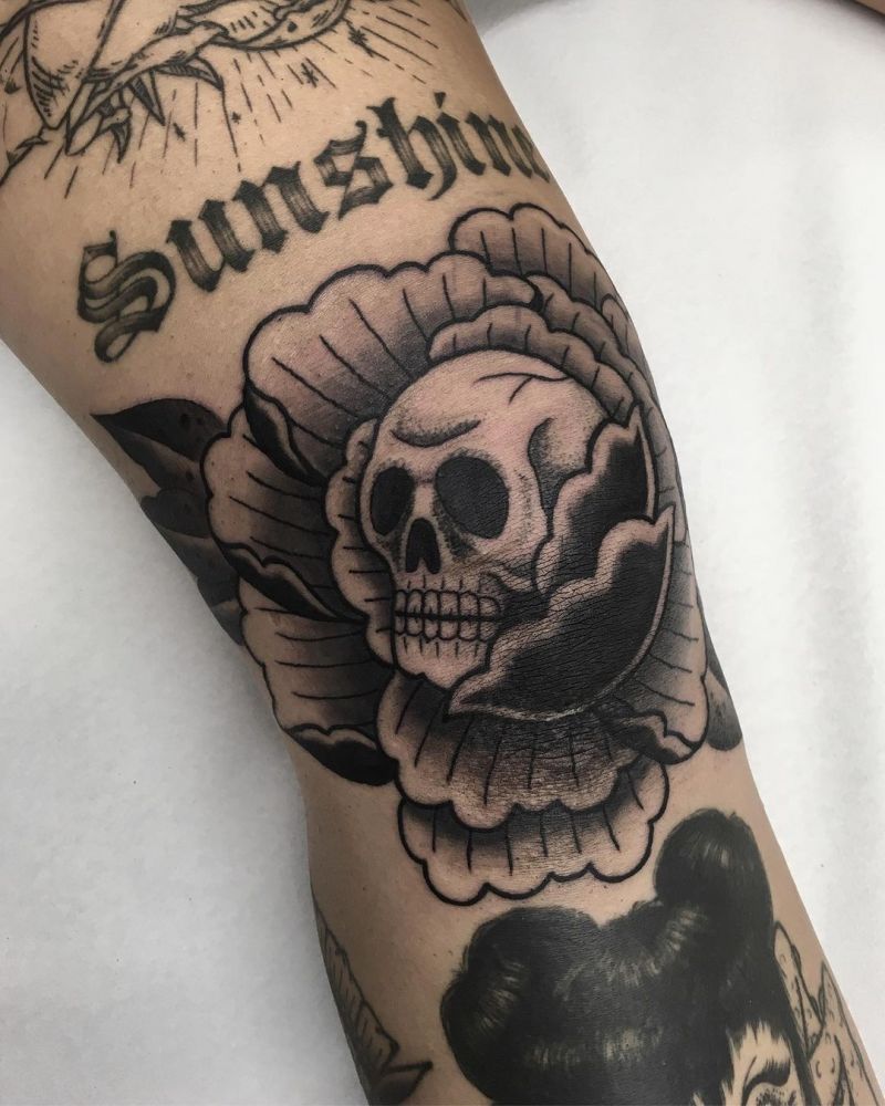 30 Unique Flower Skull Tattoos You Can Copy