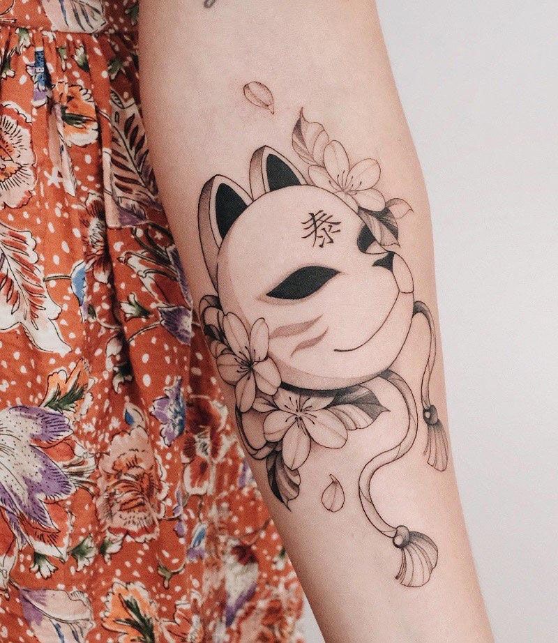 30 Pretty Kitsune Mask Tattoos to Inspire You