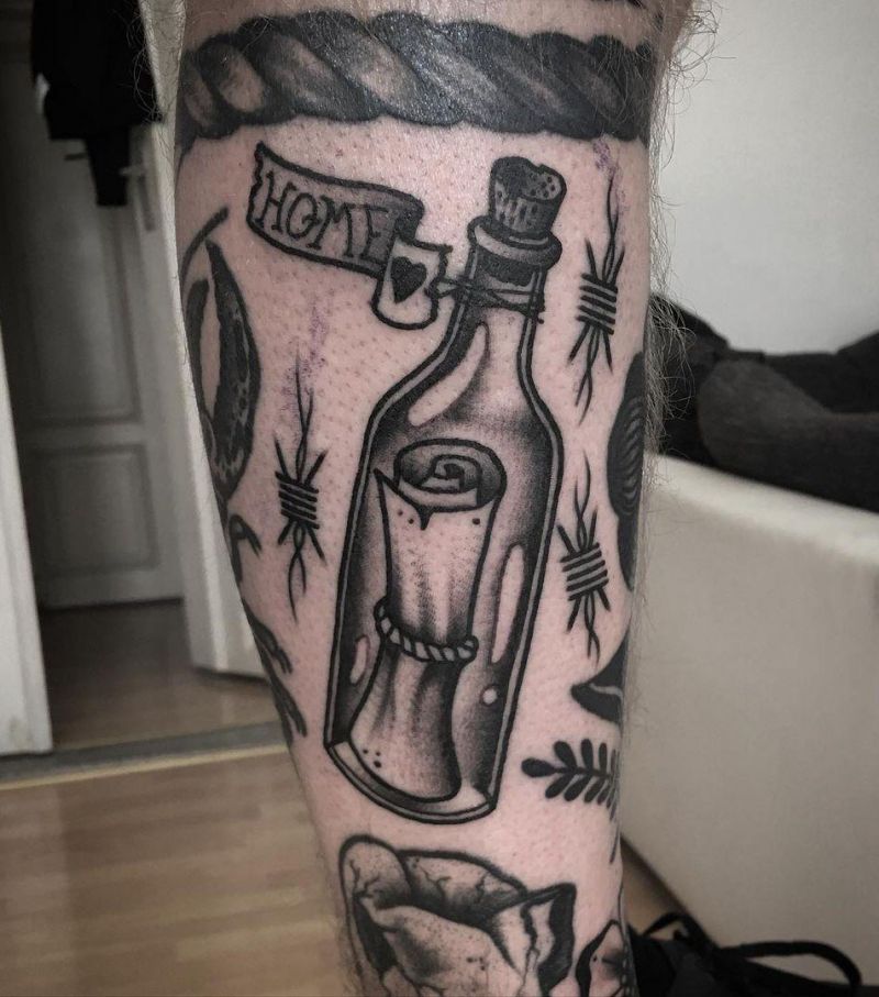 30 Mysterious Message In A Bottle Tattoos You Can Copy