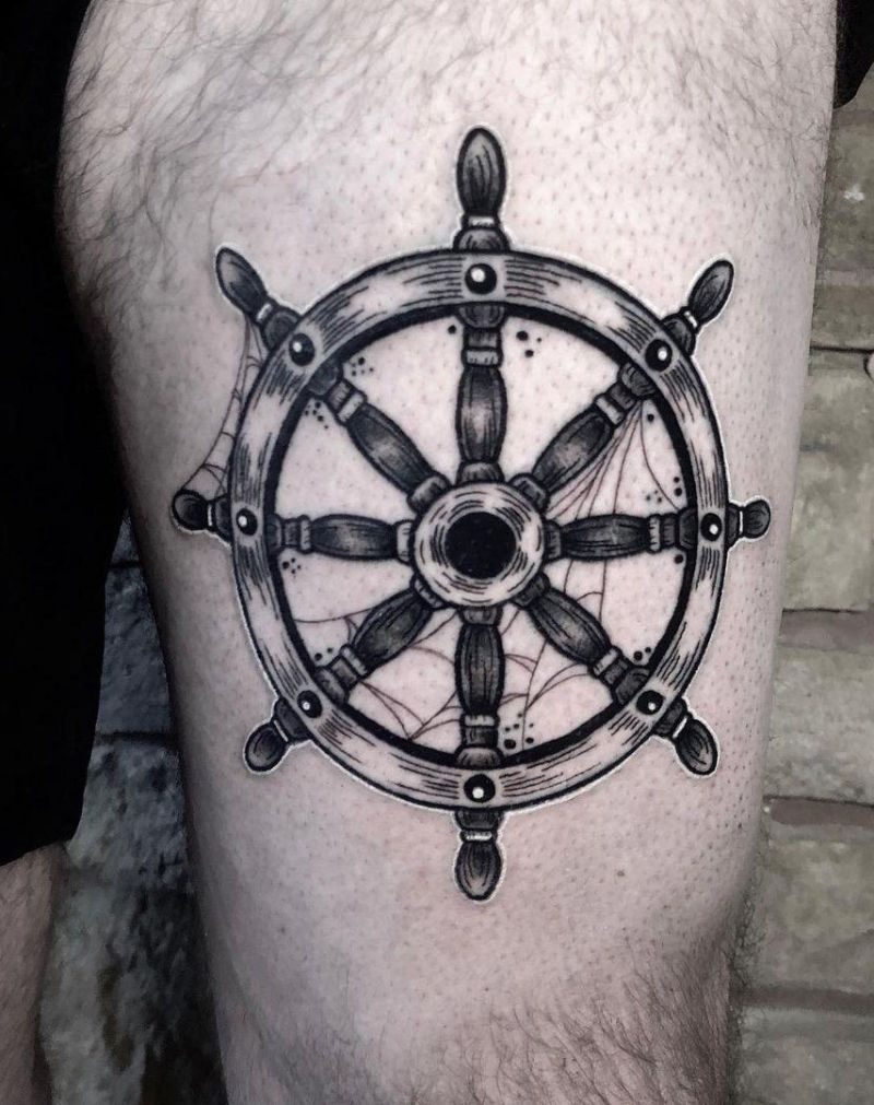 30 Pretty Ship Wheel Tattoos You Can Copy