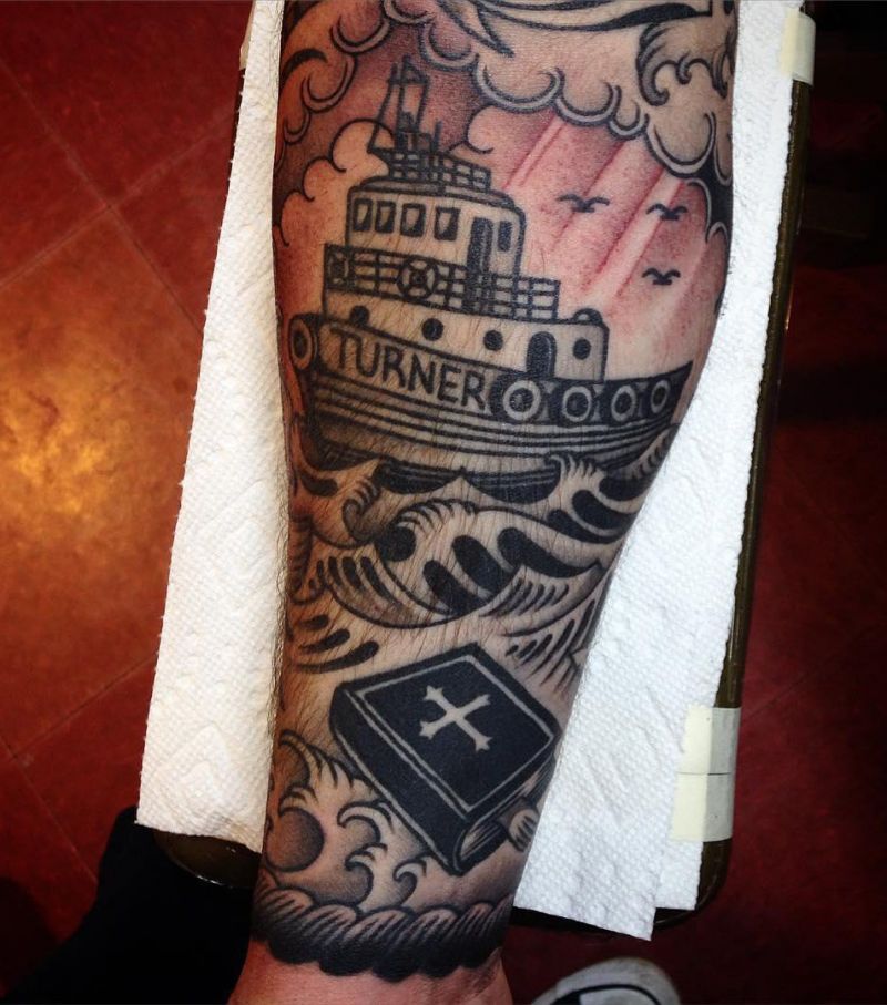 30 Pretty Tugboat Tattoos for Your Inspiration