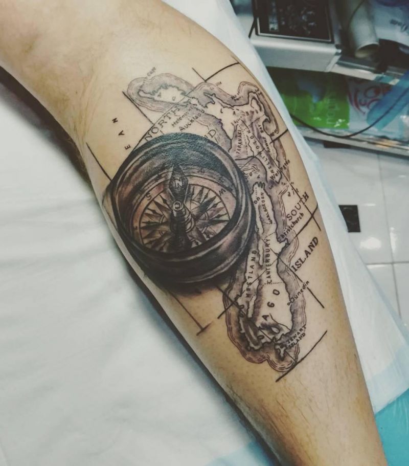 30 Pretty Compass and Map Tattoos You Will Love