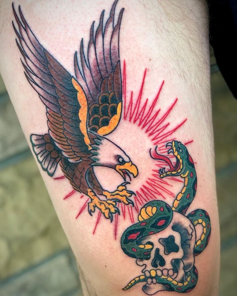 30 Gorgeous Eagle and Snake Tattoos to Inspire You