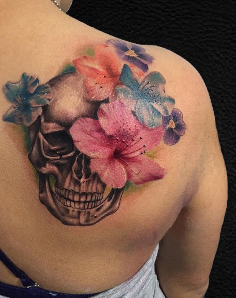 30 Unique Flower Skull Tattoos You Can Copy
