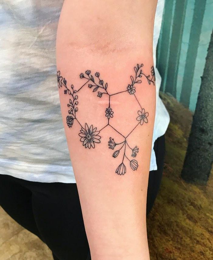 30 Pretty Molecule Tattoos You Must Love