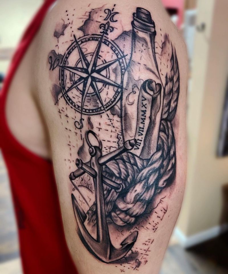 30 Pretty Compass and Map Tattoos You Will Love