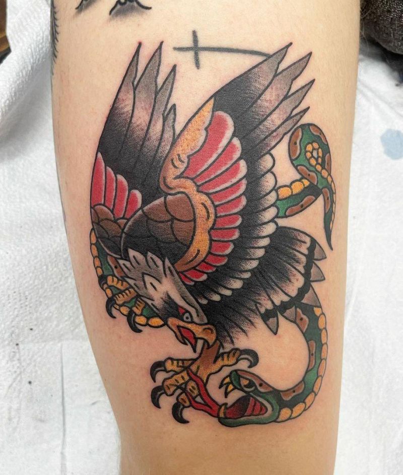 30 Gorgeous Eagle and Snake Tattoos to Inspire You