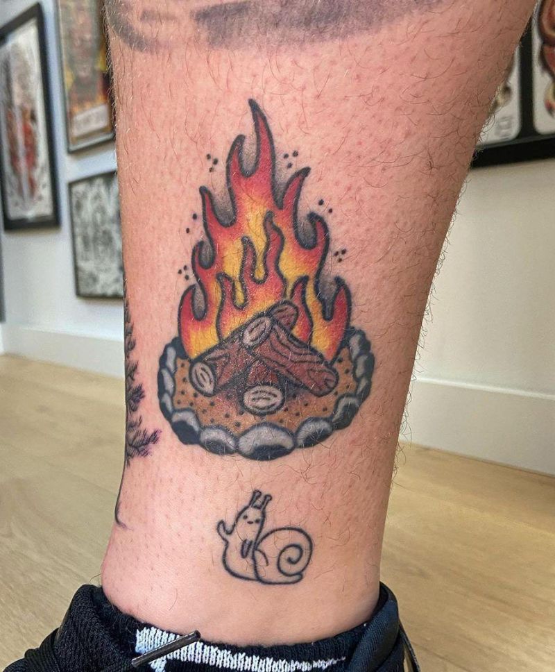 30 Pretty Bonfire Tattoos You Must Try