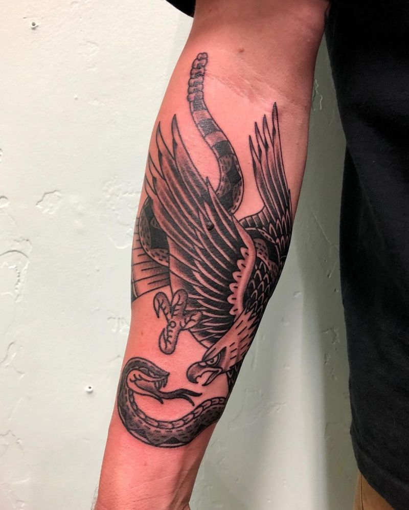 30 Gorgeous Eagle and Snake Tattoos to Inspire You