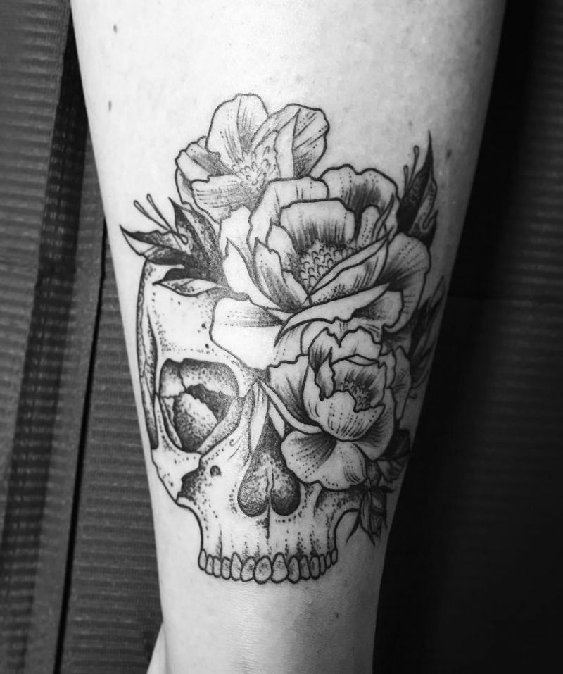 30 Unique Flower Skull Tattoos You Can Copy