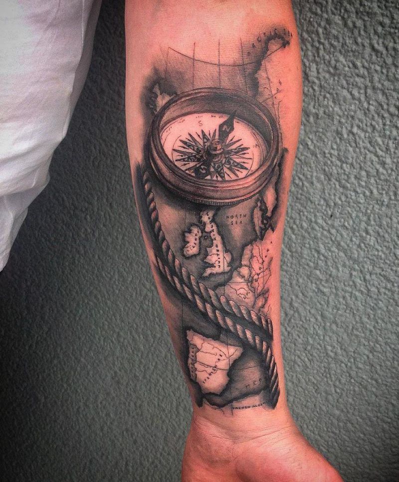 30 Pretty Compass and Map Tattoos You Will Love