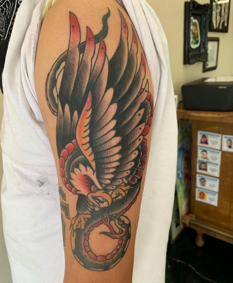 30 Gorgeous Eagle and Snake Tattoos to Inspire You